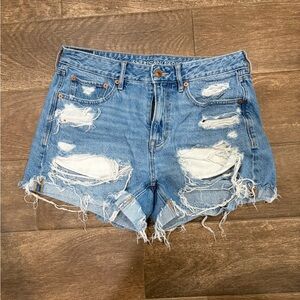 American Eagle Outfitters Women's Ripped Blue Jean Shorts